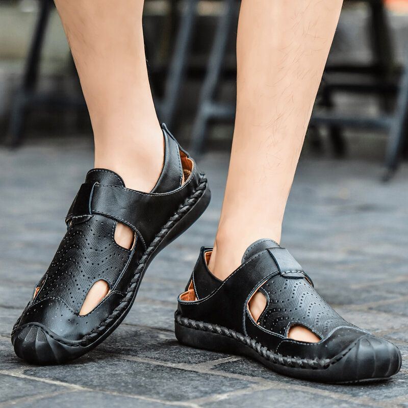 Heren Koeienhuid Gesloten Teen Ademende Zachte Casual Sandalen