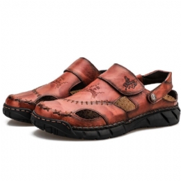 Heren Koeienhuid Kruiden Ademend Uitgehold Non-slip Casual Sandalen