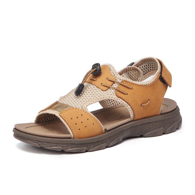 Heren Koeienhuid Mesh Ademende Antislip Casual Outdoor Sandalen