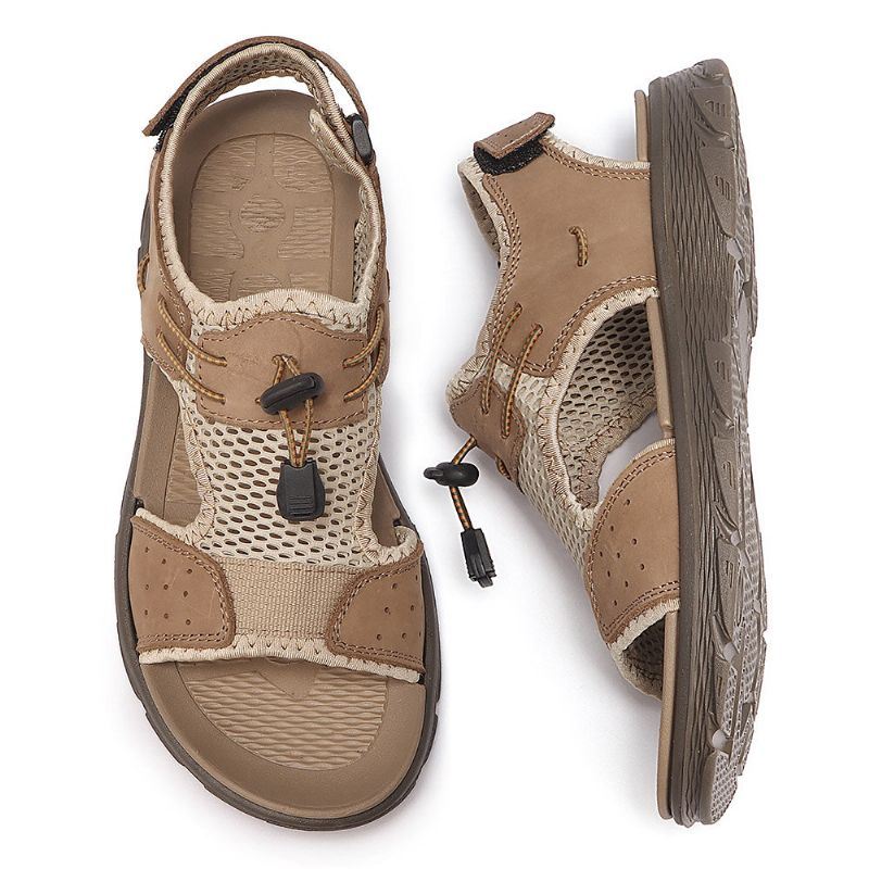 Heren Koeienhuid Mesh Ademende Antislip Casual Outdoor Sandalen