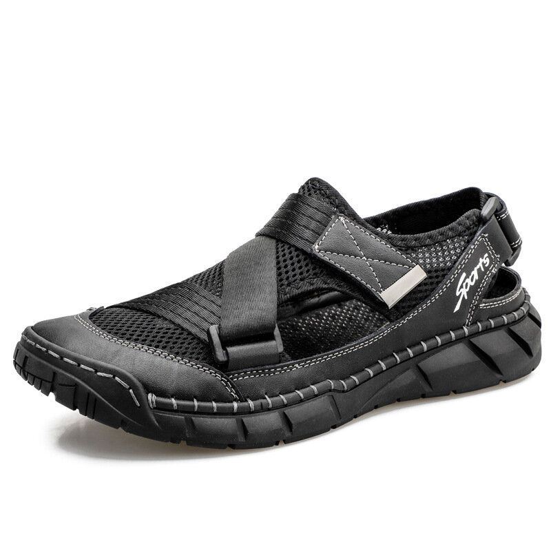 Heren Koeienhuid Mesh Grote Maat Ademende Zachte Bodem Antislip Sandalen