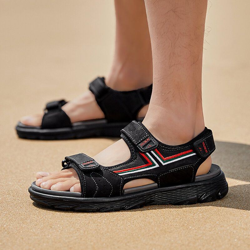 Heren Leer Ademend Antislip Geopend Comfy Beach Casual Outdoor Sandalen