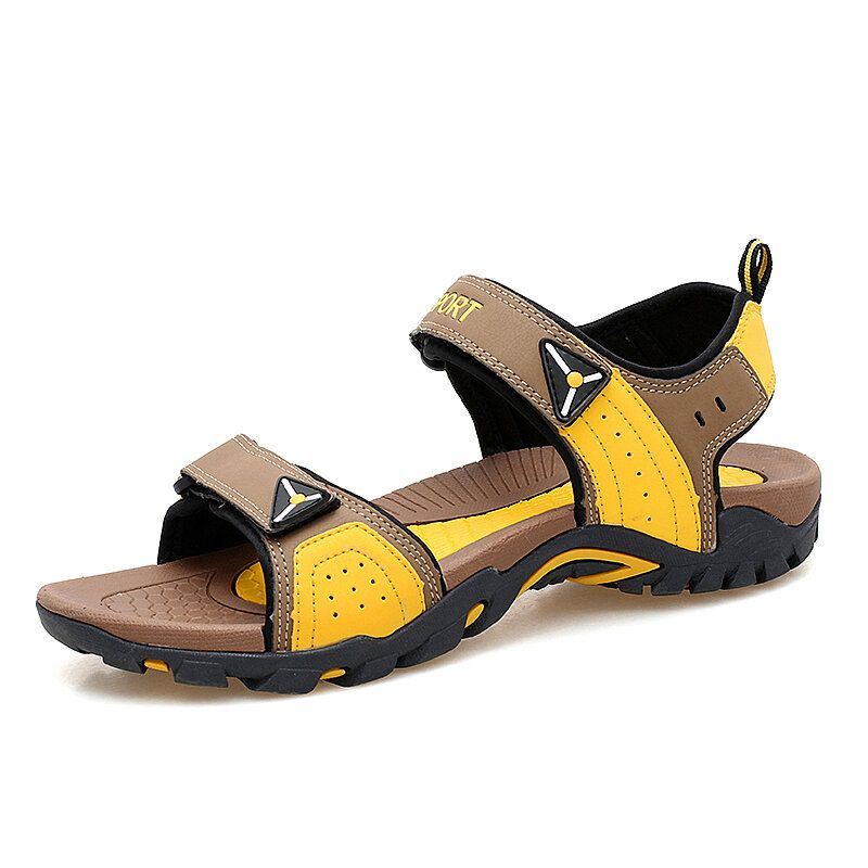 Heren Leren Klittenband Open Teen Antislip Wandelsandalen