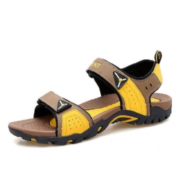 Heren Leren Klittenband Open Teen Antislip Wandelsandalen