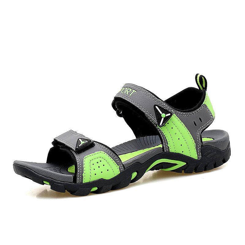 Heren Leren Klittenband Open Teen Antislip Wandelsandalen