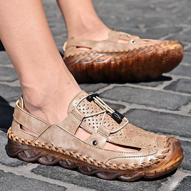 Heren Microfiber Ademend Antislip Gesloten Teen Casual Outdoor Sandalen