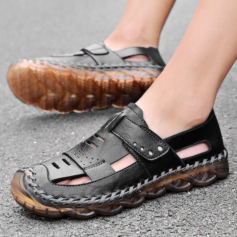 Heren Microfiber Ademend Antislip Gesloten Teen Casual Outdoor Sandalen