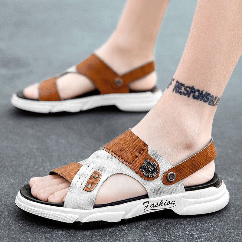 Heren Microfiber Ademend Antislip Twee Manieren Geopend Casual Strandsandalen