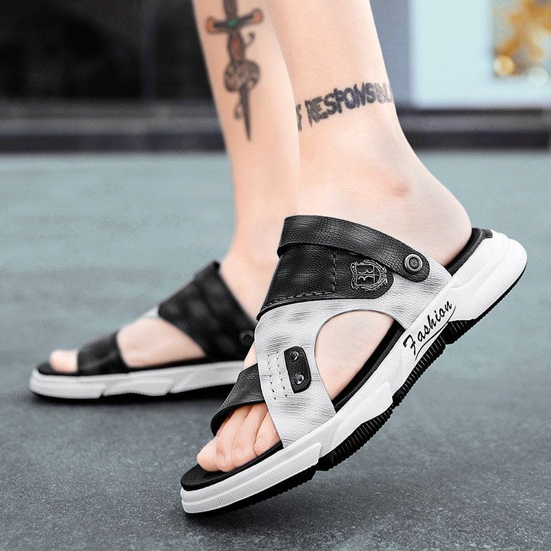 Heren Microfiber Ademend Antislip Twee Manieren Geopend Casual Strandsandalen