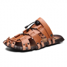 Heren Microfiber Leer Ademend Hollow Soft Sole Casual Sandalen