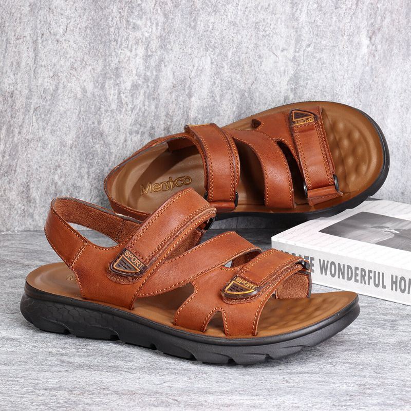 Heren Microfiber Leer Casual Antislip Klittenband Sandalen