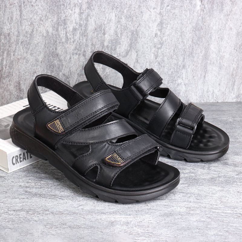 Heren Microfiber Leer Casual Antislip Klittenband Sandalen