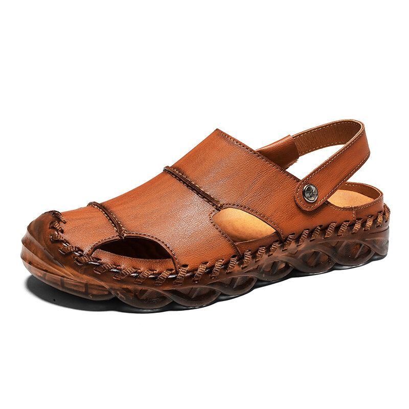 Heren Microfiber Leer In Twee Richtingen Die Antislip Sandalen Dragen