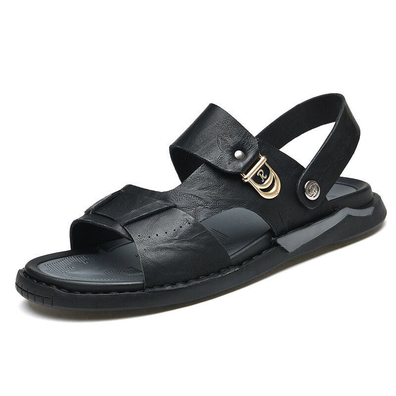 Heren Microfiber Leer Tweerichtings Ademend Zacht Antislip Casual Outdoor Sandalen