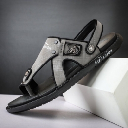 Heren Microfiber Leer Tweerichtings Zacht Ademend Antislip Casual Outdoor Sandalen