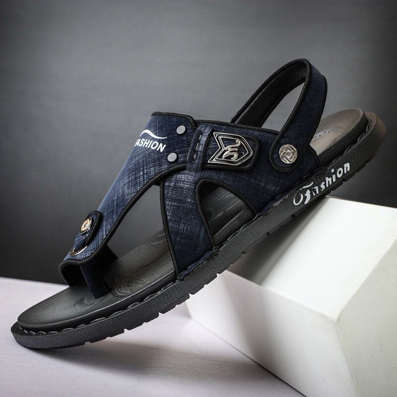 Heren Microfiber Leer Tweerichtings Zacht Ademend Antislip Casual Outdoor Sandalen