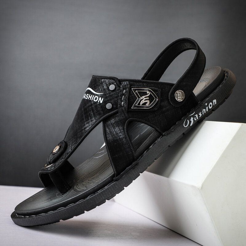 Heren Microfiber Leer Tweerichtings Zacht Ademend Antislip Casual Outdoor Sandalen