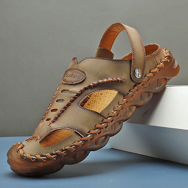 Heren Microfiber Leer Waterdicht Twee-weg Ademend Toebeschermde Toevallige Sandalen