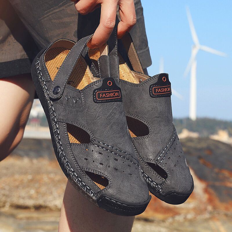 Heren Microfiber Sandalen Ademende Twee-weg Gesloten Teen Vrijetijdsslippers