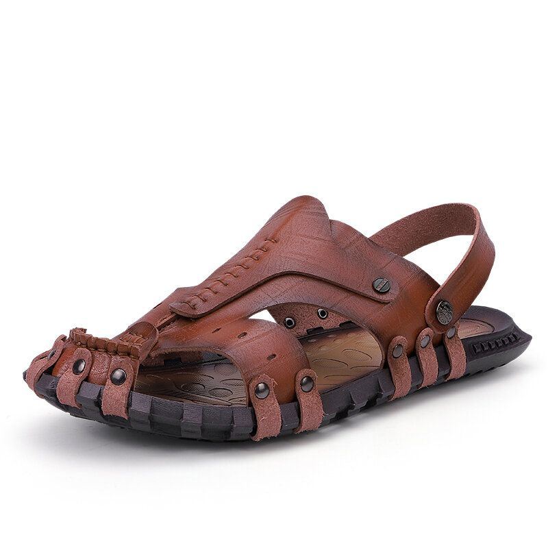 Heren Microfiber Stiching Casual Strand Leren Sandalen