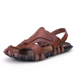 Heren Microfiber Stiching Casual Strand Leren Sandalen