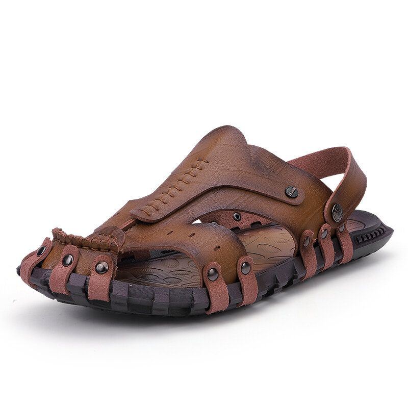 Heren Microfiber Stiching Casual Strand Leren Sandalen