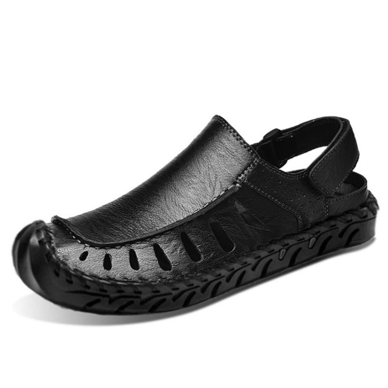 Heren Microfiber Uitgehold Ademend Handstiksel Zachte Bodem Outdoor Casual Sandalen