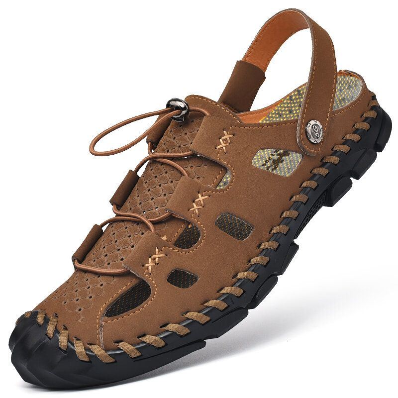 Heren Outdoor Antislip Zachte Comfortabele Handgestikte Strandsandalen