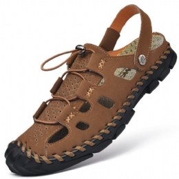 Heren Outdoor Antislip Zachte Comfortabele Handgestikte Strandsandalen