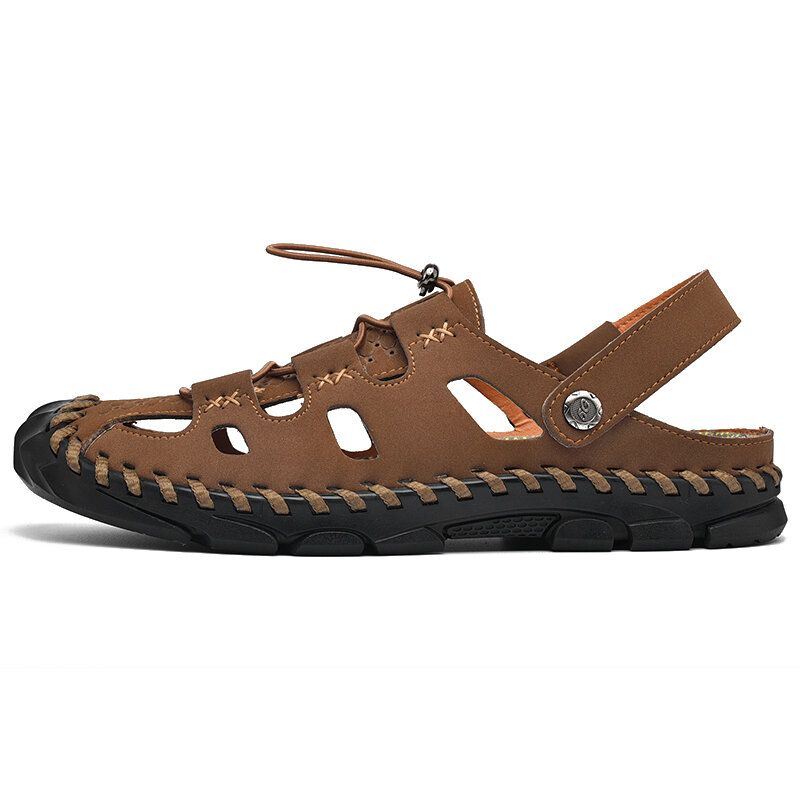 Heren Outdoor Antislip Zachte Comfortabele Handgestikte Strandsandalen