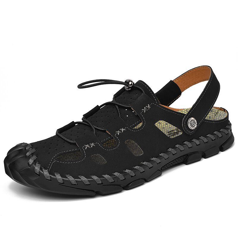 Heren Outdoor Antislip Zachte Comfortabele Handgestikte Strandsandalen