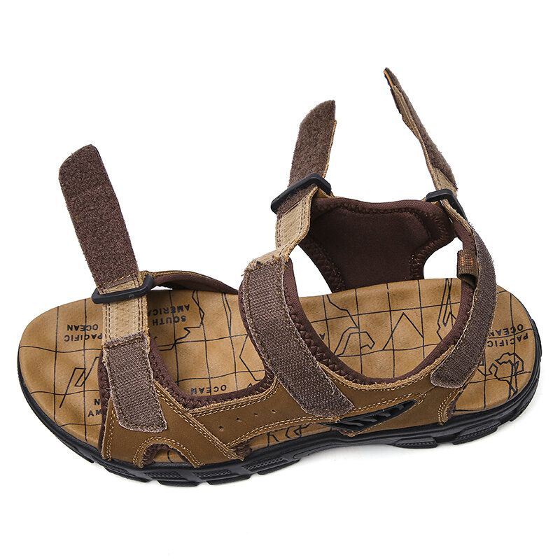 Heren Outdoor Handstiksels Rundleer Comfortabele Antislip Strandsandalen