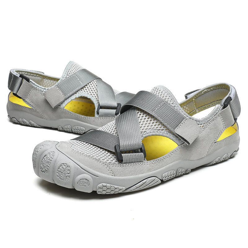 Heren Outdoor Rubber Neus Mesh Splicing Antislip Water Wandelsandalen