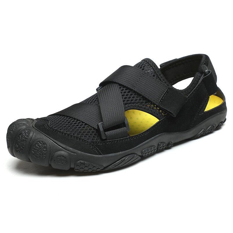 Heren Outdoor Rubber Neus Mesh Splicing Antislip Water Wandelsandalen