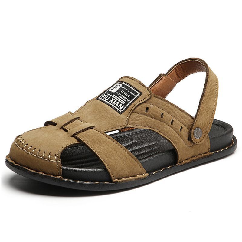 Heren Rundleder Casual Zachte Zool Vissen Strand Sandalen