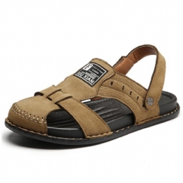 Heren Rundleder Casual Zachte Zool Vissen Strand Sandalen