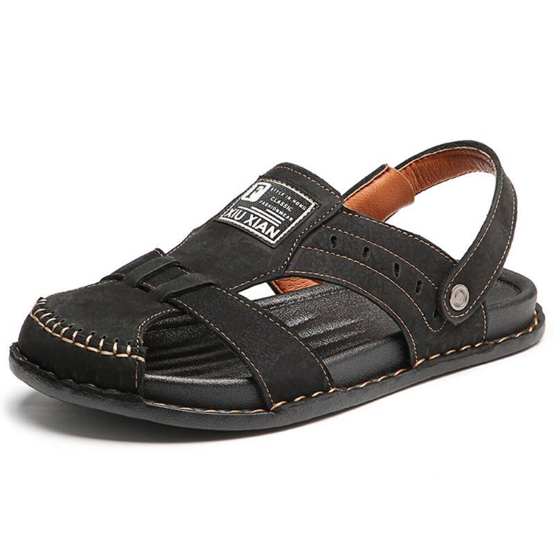 Heren Rundleder Casual Zachte Zool Vissen Strand Sandalen