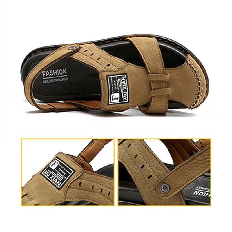 Heren Rundleder Casual Zachte Zool Vissen Strand Sandalen