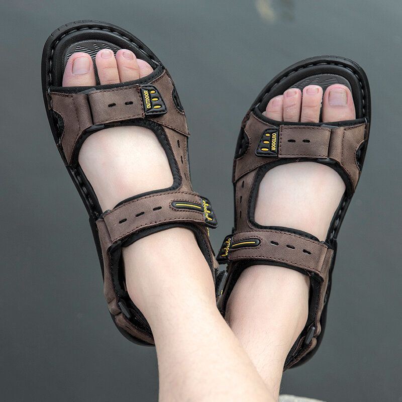 Heren Rundleer Ademend Antislip Geopend Strand Casual Outdoor Sandalen