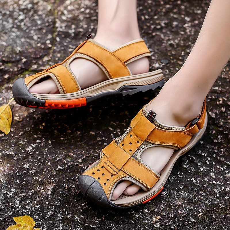 Heren Rundleer Ademend Antislip Gesloten Teen Strand Casual Outdoor Sandalen