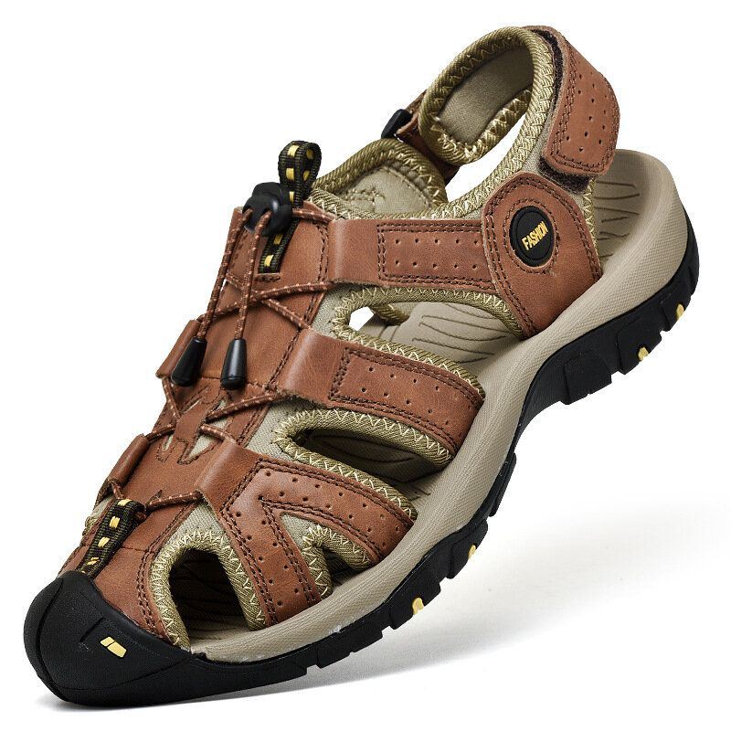 Heren Rundleer Ademend Antislip Gesloten Teen Waden Casual Outdoor Sandalen