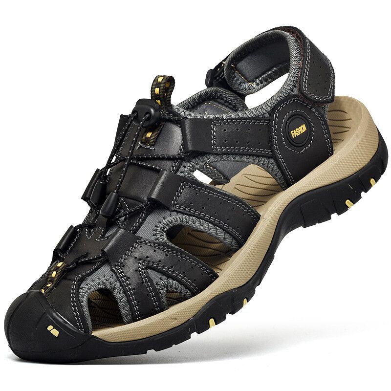 Heren Rundleer Ademend Antislip Gesloten Teen Waden Casual Outdoor Sandalen