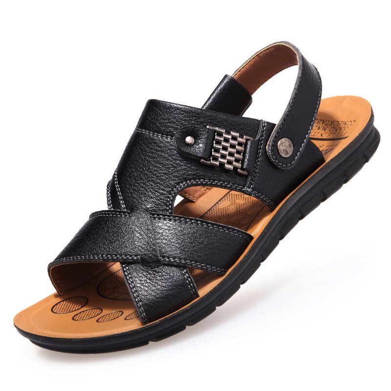 Heren Rundleer Open Teen Antislip Twee-weg Strand Casual Outdoor Sandalen