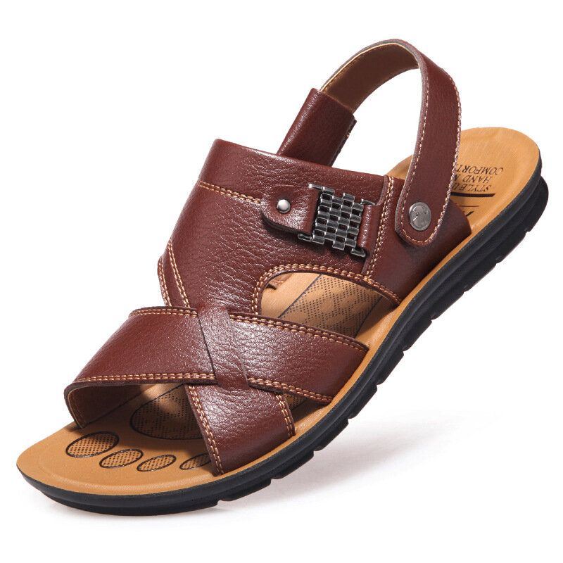 Heren Rundleer Open Teen Antislip Twee-weg Strand Casual Outdoor Sandalen