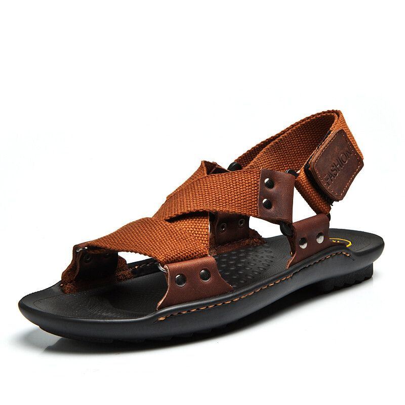 Heren Weave Band Geopend Teen Antislip Casual Outdoor Sandalen