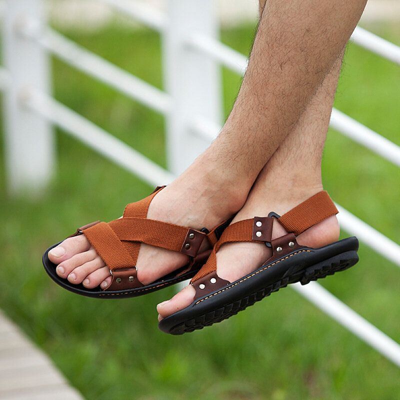 Heren Weave Band Geopend Teen Antislip Casual Outdoor Sandalen