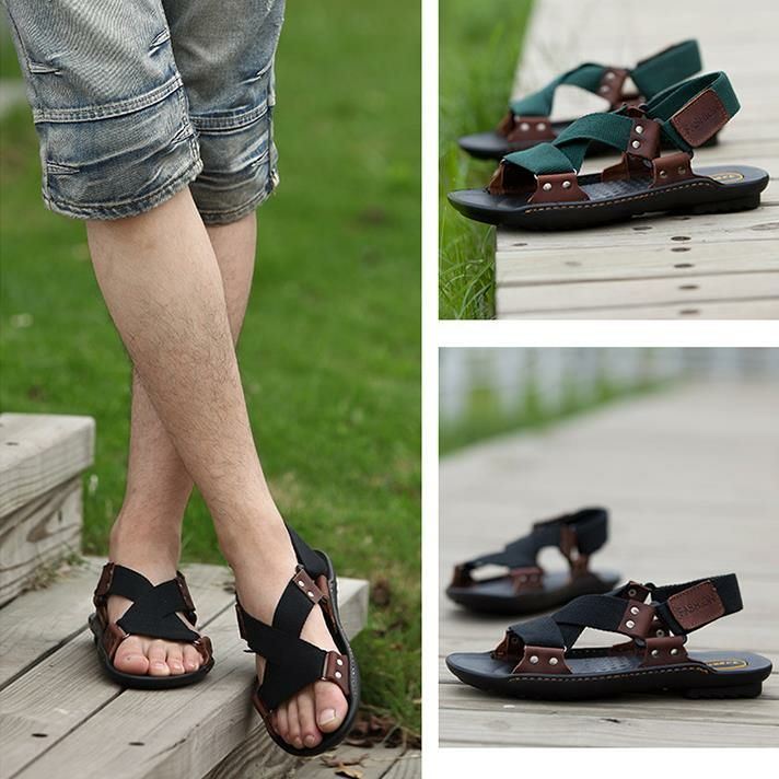 Heren Weave Band Geopend Teen Antislip Casual Outdoor Sandalen