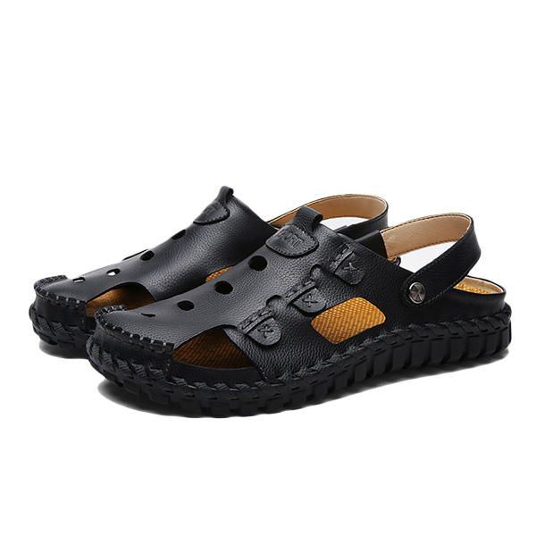 Heren Zacht Leren Gesp Sandalen Ademende Outdoor Strand Sandalen