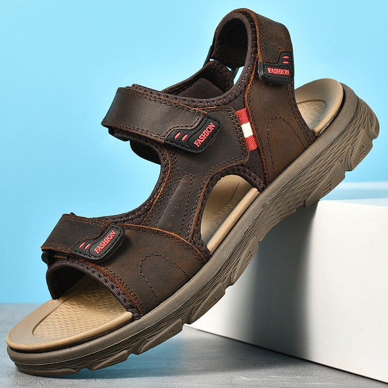 Heren Zomer Outdoor Comfortabele Zachte Rundleer Strand Sandalen