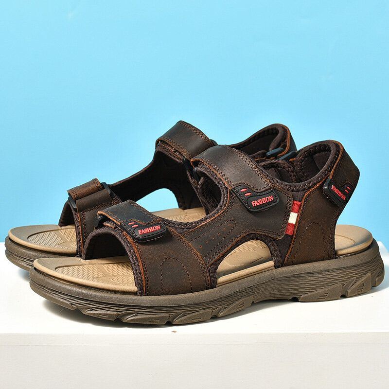 Heren Zomer Outdoor Comfortabele Zachte Rundleer Strand Sandalen